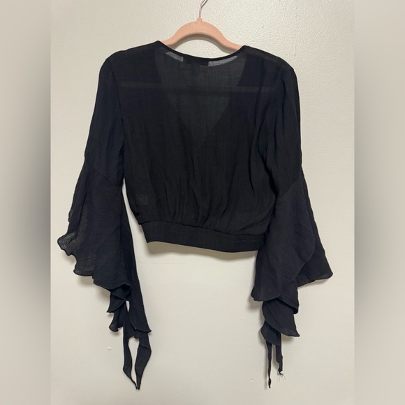 Favlux Black Draped Witchy Sleeves Top - Picture 2 of 7